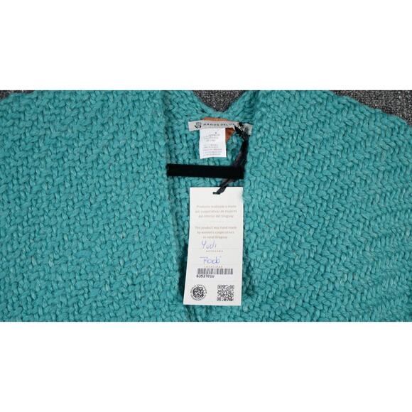 Manos Del Uruguay NWT Handmade Merino Huella Poncho Uruguay OS Teal Blue Aqua - Picture 6 of 8